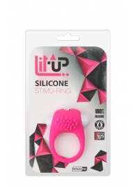 Розовое эрекционное кольцо с щеточкой LIT-UP SILICONE STIMU RING 5 - Dream Toys - в Армавире купить с доставкой