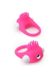 Розовое эрекционное кольцо с щеточкой LIT-UP SILICONE STIMU RING 5 - Dream Toys - в Армавире купить с доставкой