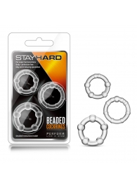 Набор из 3 прозрачных эрекционных колец Stay Hard Beaded Cockrings - Blush Novelties - в Армавире купить с доставкой