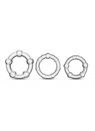 Набор из 3 прозрачных эрекционных колец Stay Hard Beaded Cockrings - Blush Novelties - в Армавире купить с доставкой