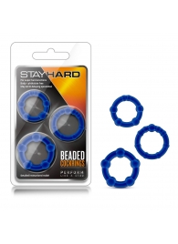 Набор из 3 синих эрекционных колец Stay Hard Beaded Cockrings - Blush Novelties - в Армавире купить с доставкой