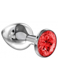 Большая серебристая анальная пробка Diamond Red Sparkle Large с красным кристаллом - 8 см. - Lola Games - купить с доставкой в Армавире
