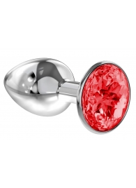 Малая серебристая анальная пробка Diamond Red Sparkle Small с красным кристаллом - 7 см. - Lola Games - купить с доставкой в Армавире