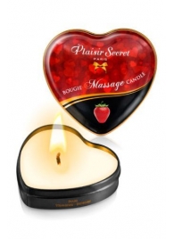 Массажная свеча с ароматом клубники Bougie Massage Candle - 35 мл. - Plaisir Secret - купить с доставкой в Армавире