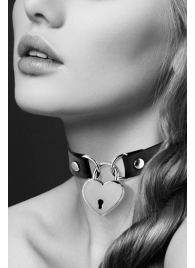 Черный чокер с замком в форме сердца - Bijoux Pour Toi - купить с доставкой в Армавире