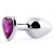Серебристая анальная пробка с фиолетовым кристаллом-сердечком - 8 см. - Anal Jewelry Plug - купить с доставкой в Армавире