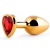 Золотистая анальная пробка с красным стразом-сердечком - 8 см. - Anal Jewelry Plug - купить с доставкой в Армавире