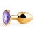 Золотистая анальная пробка с фиолетовым стразом - 7,2 см. - Anal Jewelry Plug - купить с доставкой в Армавире
