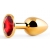 Золотистая анальная пробка с красным стразом - 7,2 см. - Anal Jewelry Plug - купить с доставкой в Армавире