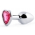 Серебристая анальная пробка с розовым кристаллом-сердечком - 7 см. - Anal Jewelry Plug - купить с доставкой в Армавире