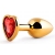 Золотистая анальная пробка с красным стразом-сердечком - 7 см. - Anal Jewelry Plug - купить с доставкой в Армавире