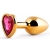 Золотистая анальная пробка с малиновым кристаллом-сердечком - 7 см. - Anal Jewelry Plug - купить с доставкой в Армавире