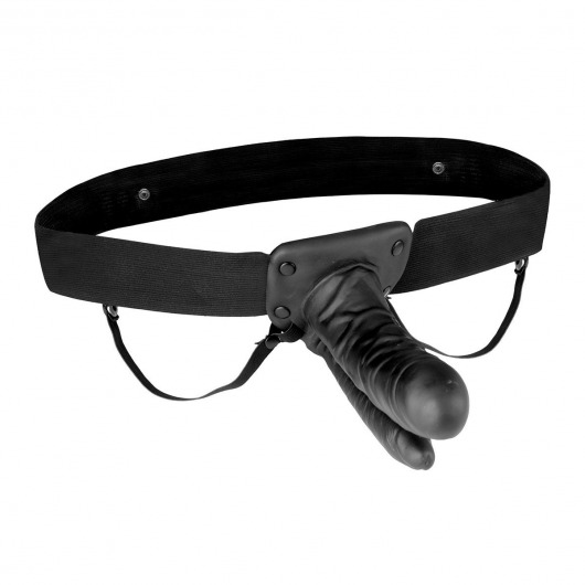 Полый страпон с двумя отростками и вибрацией Unisex Vibrating Hollow Strap-On Double Penetrating Dildo - 17,8 см. - Lux Fetish - купить с доставкой в Армавире