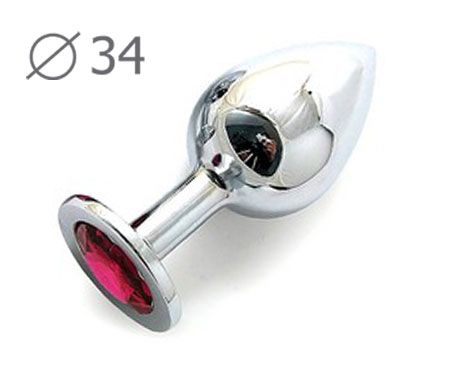 Коническая серебристая анальная втулка с малиновым кристаллом - 8,2 см. - Anal Jewelry Plug - купить с доставкой в Армавире