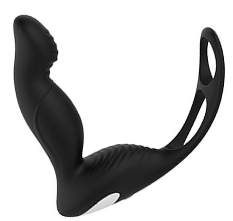 Черный вибромассажер простаты P-PLEASER W ERECTION ENHANCE - Dream Toys - в Армавире купить с доставкой