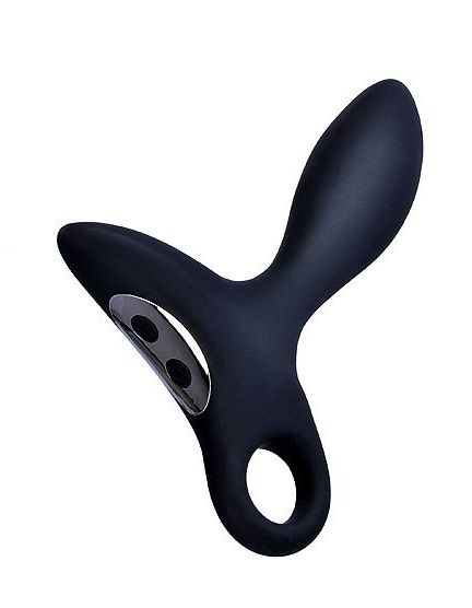 Черный силиконовый анальный вибромассажер Erokey с колечком-ограничителем - Erokay - в Армавире купить с доставкой