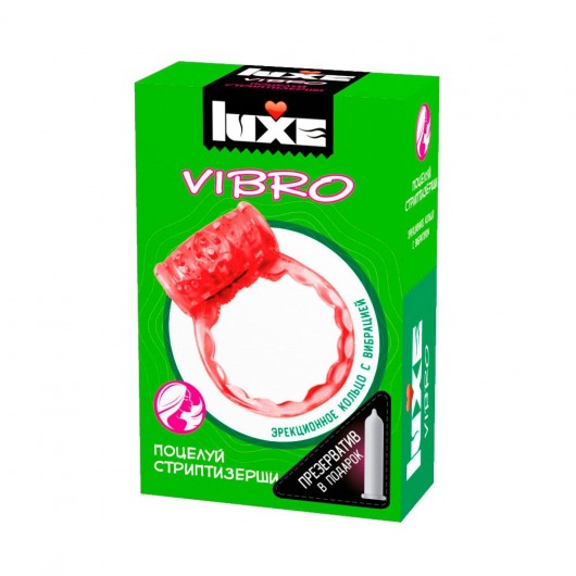 Розовое эрекционное виброкольцо Luxe VIBRO  Поцелуй стриптизёрши  + презерватив - Luxe - в Армавире купить с доставкой