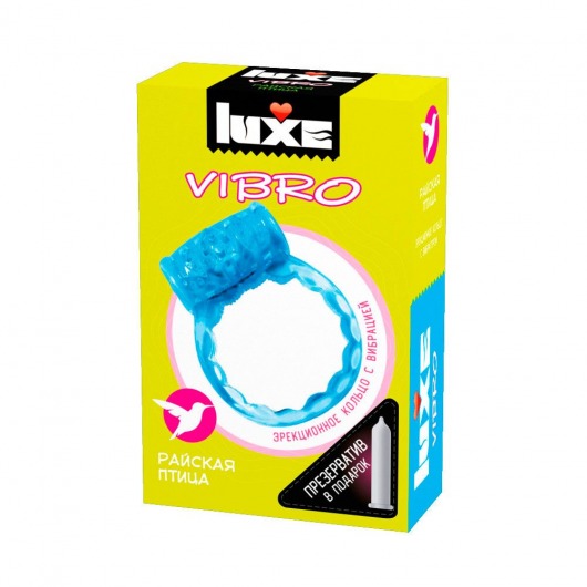 Голубое эрекционное виброкольцо Luxe VIBRO  Райская птица  + презерватив - Luxe - в Армавире купить с доставкой
