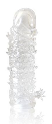 Закрытая прозрачная рельефная насадка Crystal sleeve - 13 см. - Erowoman-Eroman - в Армавире купить с доставкой