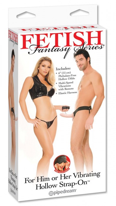 Полый страпон унисекс телесного цвета с вибрацией For Him or Her ​Vibrating Hollow Strap-On - 15 см. - Pipedream - купить с доставкой в Армавире