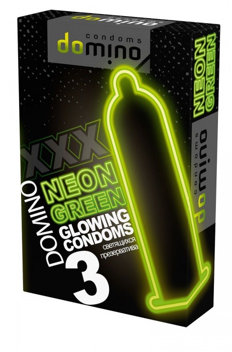 Презервативы DOMINO Neon Green со светящимся в темноте кончиком - 3 шт. - Domino - купить с доставкой в Армавире