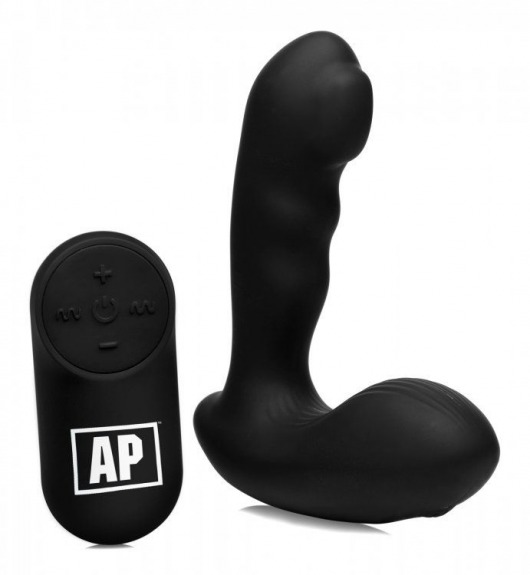 Черный стимулятор простаты Alpha-Pro 7X P-Milker Silicone Prostate Stimulator with Milking Bead - XR Brands - в Армавире купить с доставкой