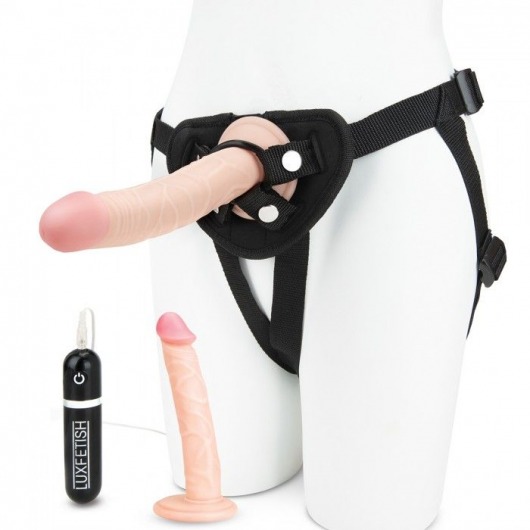Регулируемые трусики с 2 насадками - 16 и 15 см. - Lux Fetish - купить с доставкой в Армавире