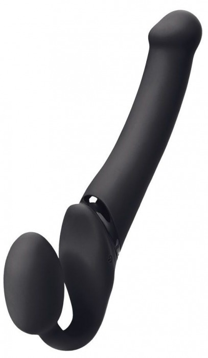Черный безремневой вибрострапон Silicone Bendable Strap-On M - Strap-on-me - купить с доставкой в Армавире