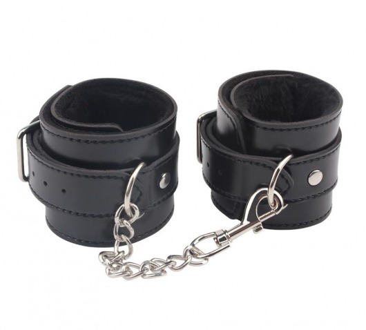 Черные оковы на ноги Obey Me Leather Ankle Cuffs - Chisa - купить с доставкой в Армавире