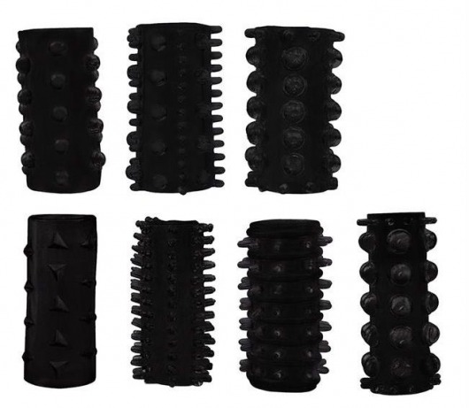Набор из 7 черных насадок PENIS SLEEVES SET - Dream Toys - в Армавире купить с доставкой