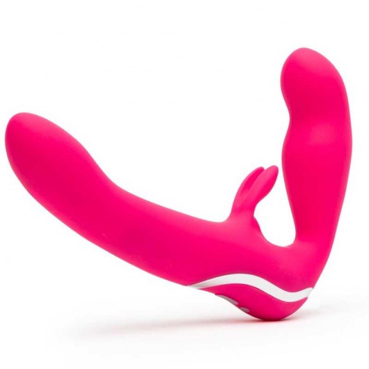 Ярко-розовый безремневой страпон Rechargeable Vibrating Strapless Strap-On - Happy Rabbit - купить с доставкой в Армавире