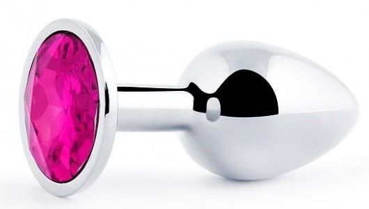 Серебристая анальная пробка с малиновым кристаллом - 7,2 см. - Anal Jewelry Plug - купить с доставкой в Армавире