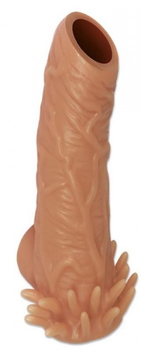 Телесная насадка с усиками и открытой головкой Nude Sleeve L - 14 см. - KOKOS - в Армавире купить с доставкой