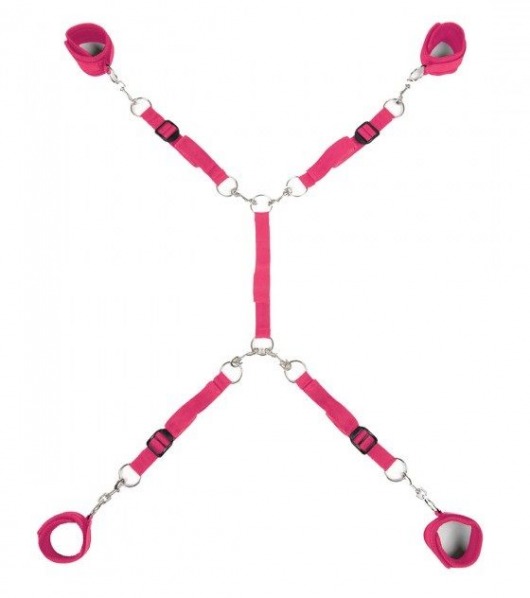 Ярко-розовый набор фиксаций на кровати Classic Bed Spreader - Lux Fetish - купить с доставкой в Армавире