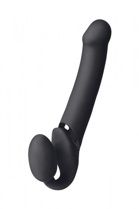 Черный безремневой вибрострапон Vibrating Bendable Strap-On L - Strap-on-me - купить с доставкой в Армавире