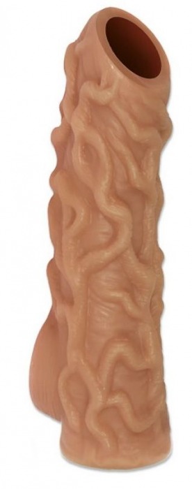 Телесная насадка с венками и открытой головкой Nude Sleeve S - 10 см. - KOKOS - в Армавире купить с доставкой