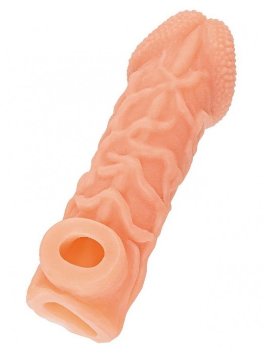 Телесная закрытая насадка с венками Cock Sleeve Size L - 17,6 см. - KOKOS - в Армавире купить с доставкой