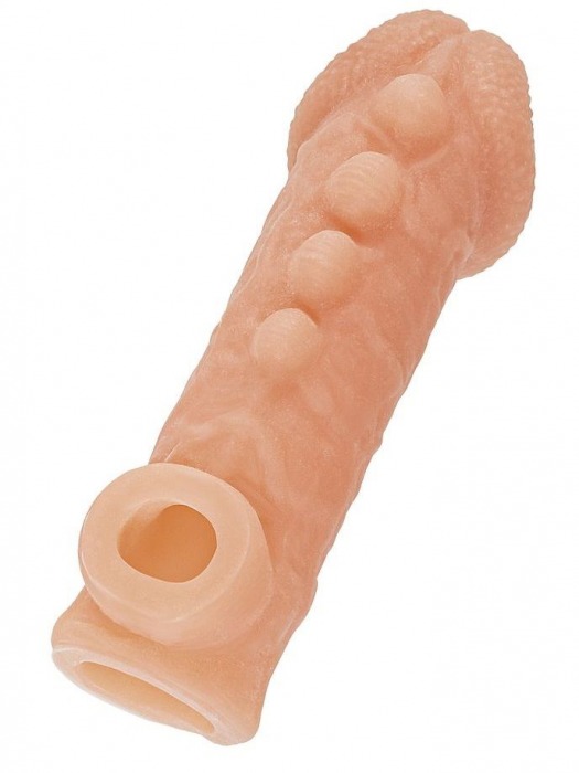 Телесная закрытая насадка с шишечками Cock Sleeve Size M - 15,6 см. - KOKOS - в Армавире купить с доставкой
