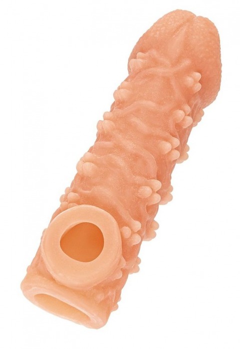 Телесная закрытая насадка с пучками шишечек Cock Sleeve Size L - 17,6 см. - KOKOS - в Армавире купить с доставкой