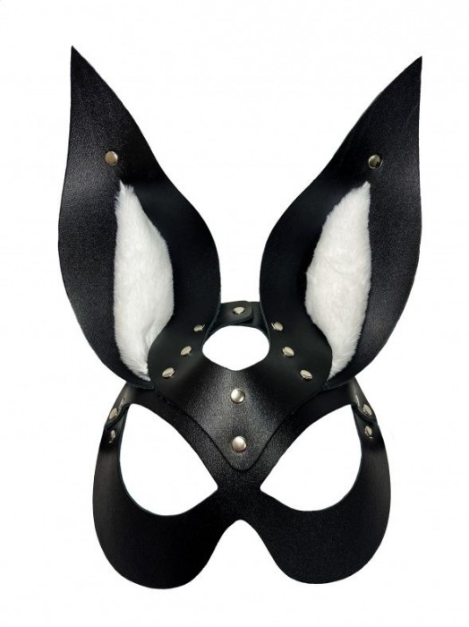 Черная маска зайки с белым мехом на ушках Miss Bunny - БДСМ Арсенал - купить с доставкой в Армавире
