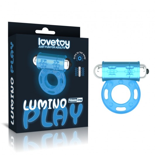 Голубое, светящееся в темноте эрекционное виброкольцо Lumino Play Vibrating Penis Ring - Lovetoy - в Армавире купить с доставкой