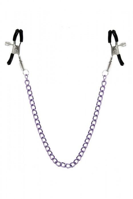Зажимы для сосков с фиолетовой цепочкой Sweet Caress Nipple Chain - Sweet Caress - купить с доставкой в Армавире
