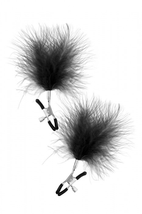 Зажимы на соски с черными пуховыми кисточками Sweet Caress Feather Nipple Clumps - Sweet Caress - купить с доставкой в Армавире