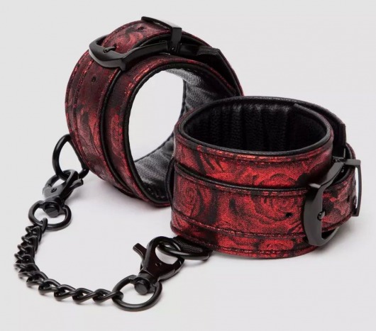Красно-черные наручники Reversible Faux Leather Wrist Cuffs - Fifty Shades of Grey - купить с доставкой в Армавире