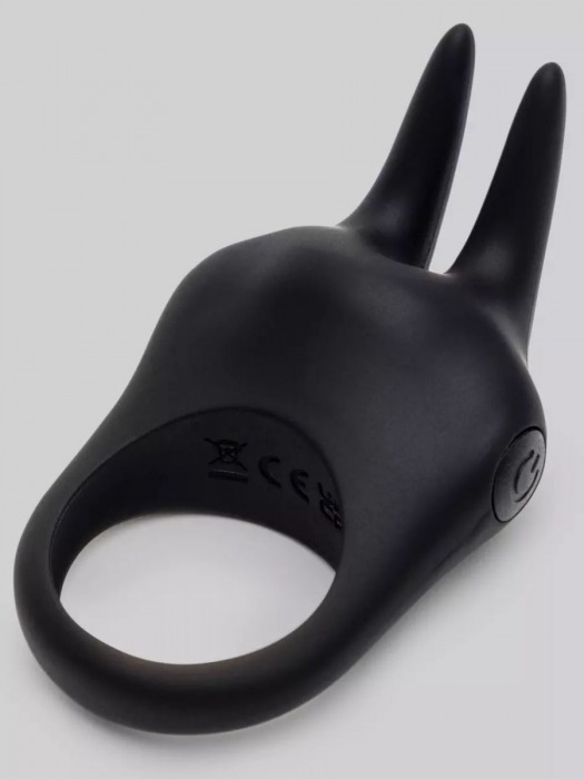 Черное эрекционное виброкольцо Sensation Rechargeable Vibrating Rabbit Love Ring - Fifty Shades of Grey - в Армавире купить с доставкой