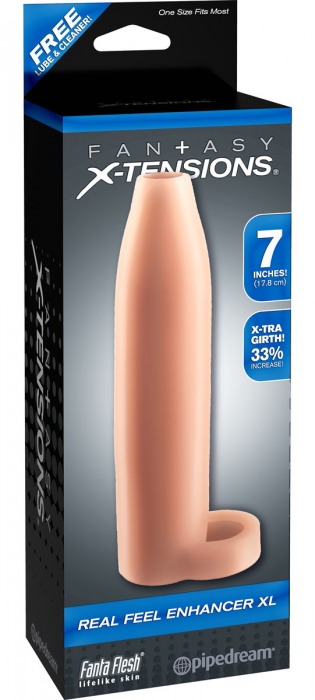 Телесная насадка Real Feel Enhancer XL - 17 см. - Pipedream - в Армавире купить с доставкой