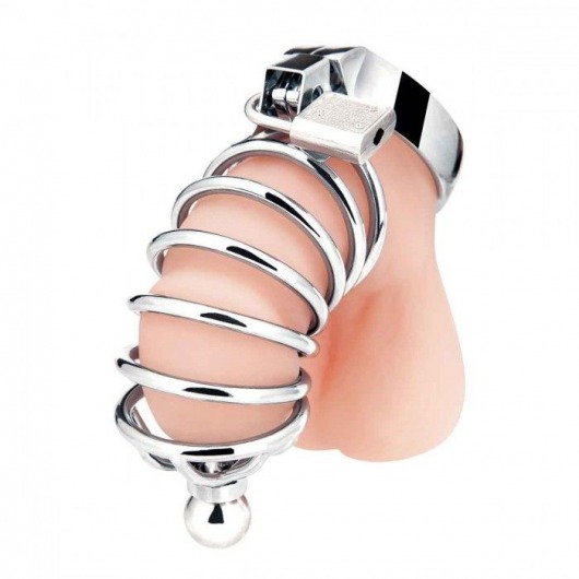 Серебристая клетка для члена Urethral Play Cage - BlueLine - купить с доставкой в Армавире