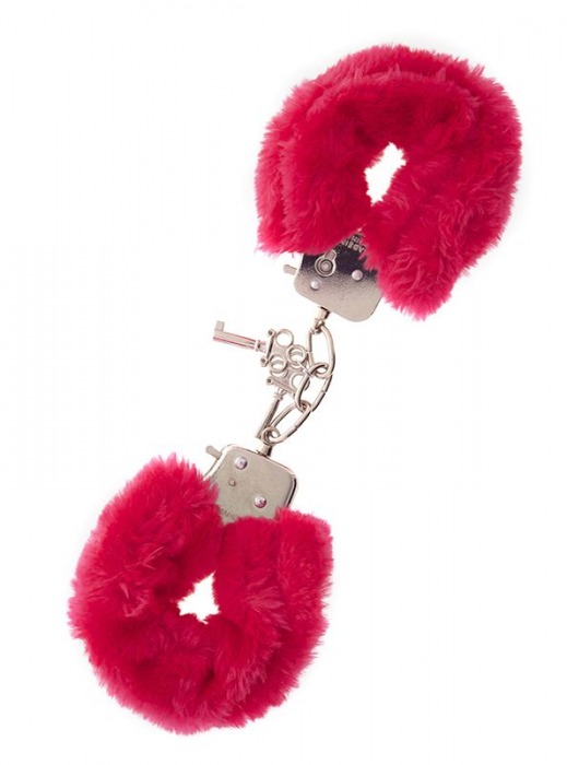 Металлические наручники с красной меховой опушкой METAL HANDCUFF WITH PLUSH RED - Dream Toys - купить с доставкой в Армавире