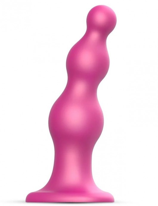 Розовая насадка Strap-On-Me Dildo Plug Beads size S - Strap-on-me - купить с доставкой в Армавире