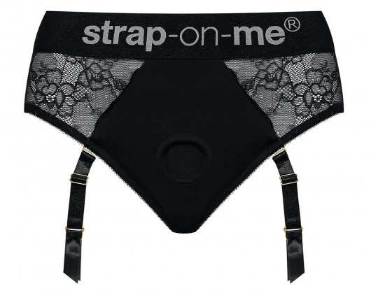 Черные трусики для насадок Diva Lingerie Harness - size S - Strap-on-me - купить с доставкой в Армавире